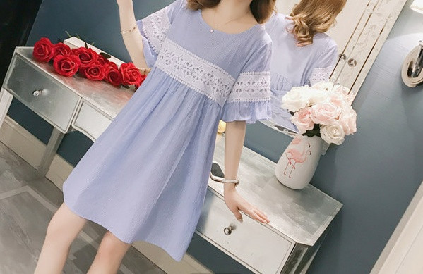 Актуална дамска рокля с връзки за бременни жени