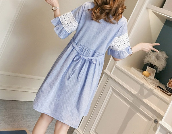 Актуална дамска рокля с връзки за бременни жени