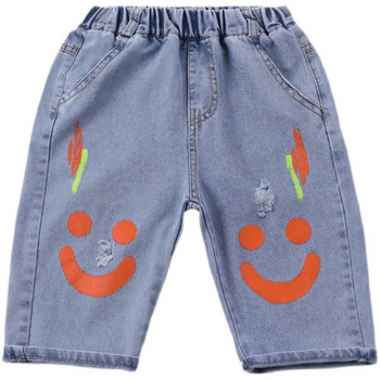 Ежедневни детски дънкови панталони с цветен десен