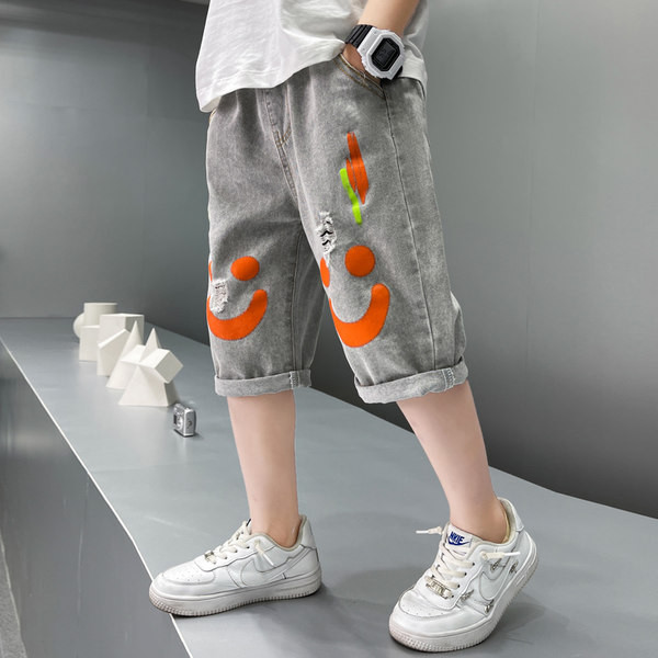 Ежедневни детски дънкови панталони с цветен десен