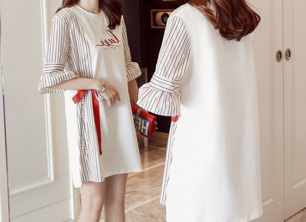 Модерна дамска къса права рокля за бременни жени