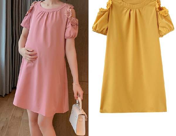 Дамска модерна рокля с голо рамо за бременни жени