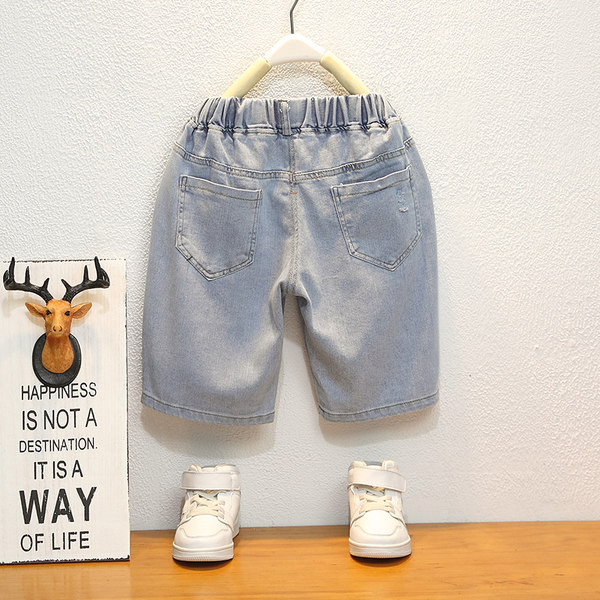 Детски цветни дънки с 3/4 дължина и ластик