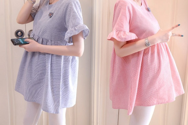 Γυναικεία κομψή ριγέ μπλούζα για έγκυες γυναίκες