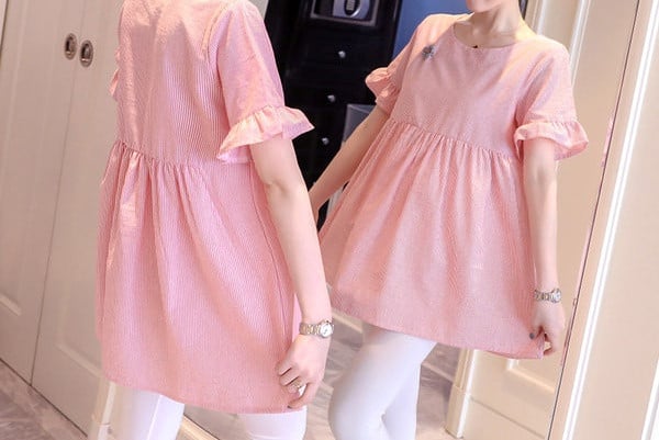 Stílusos női csíkos blúz terhes nők számára