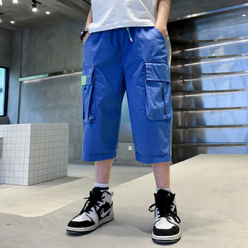 Μοντέρνο παιδικό παντελόνι με τσέπες σε μπλε χρώμα