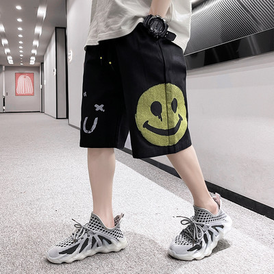 Ежедневни къси панталони с цветна апликация и връзки за момчета 