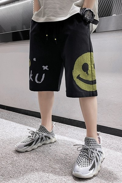 Ежедневни къси панталони с цветна апликация и връзки за момчета 