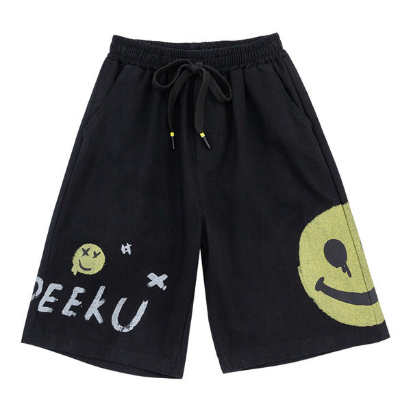 Ежедневни къси панталони с цветна апликация и връзки за момчета 