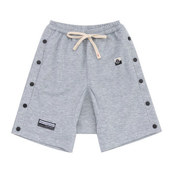 Детски памучни къси панталони с копчета и джобове