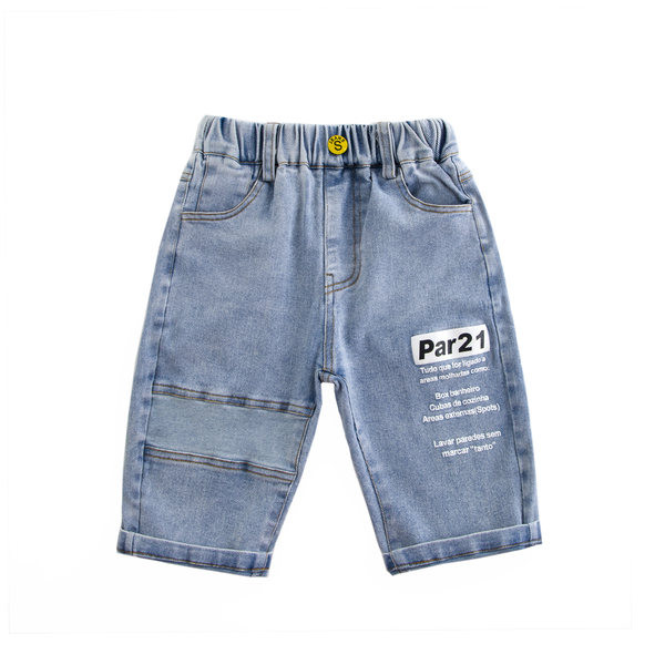 Детски дънкови панталони с апликация и ластик