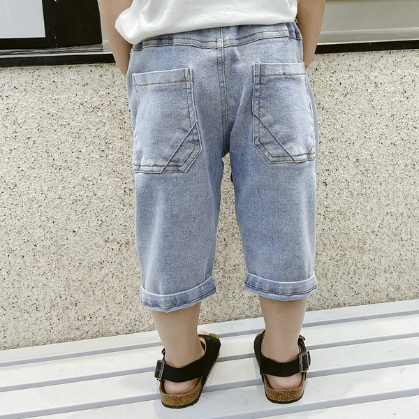 Детски дънкови панталони с апликация и ластик