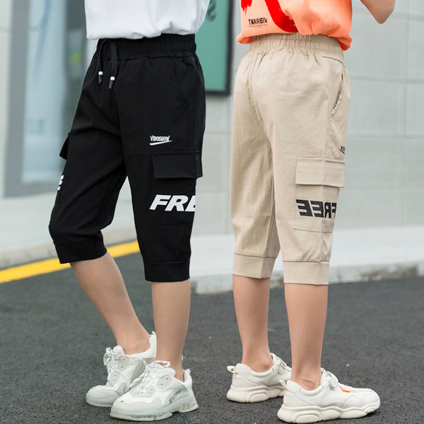 Laste vabaaja püksid lipsudega ja 3/4 pikkusega