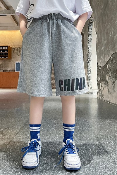 Детски къси панталони с надпис и ластична талия 