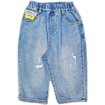 Детски дънков панталон с 3/4 дължина и джобове