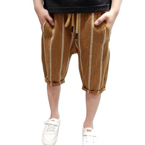 Раирани детски панталони за момчета в свободен модел 