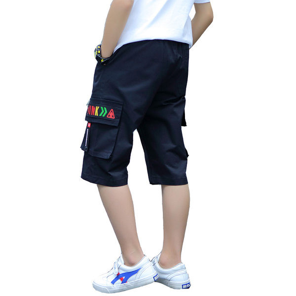 Uus mudel püksid poistele cargo stiilis värvilise aplikatsiooniga taskutel