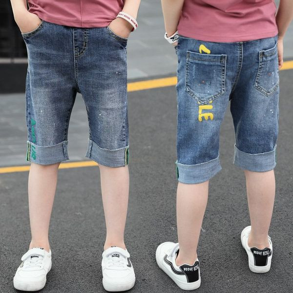 Детски дънкови панталони за момчета с дължина под коляното 