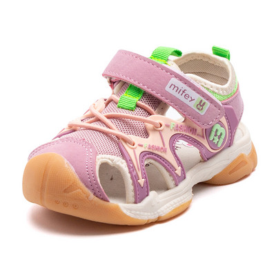 Детски сандали с лепенки и връзки в няколко цвята 