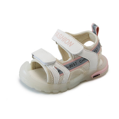 Παιδικά σανδάλια με velcro και επιγραφή με τραχιά σόλα