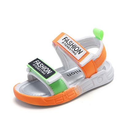 Παιδικά σανδάλια με velcro και επιγραφή με τραχιά σόλα