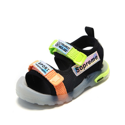Παιδικά σανδάλια με velcro και επιγραφή με τραχιά σόλα
