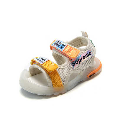 Παιδικά σανδάλια με velcro και επιγραφή με τραχιά σόλα