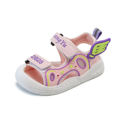 Παιδικά σανδάλια με velcro και επιγραφή με τραχιά σόλα