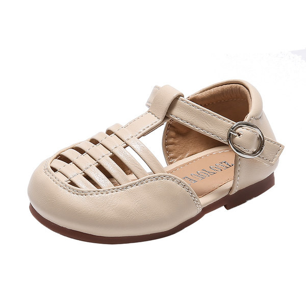 Zatvorene dječje sandale s metalnim kopčanjem od eko kože