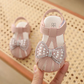 Παιδικά σανδάλια με κορδέλα και πέρλες