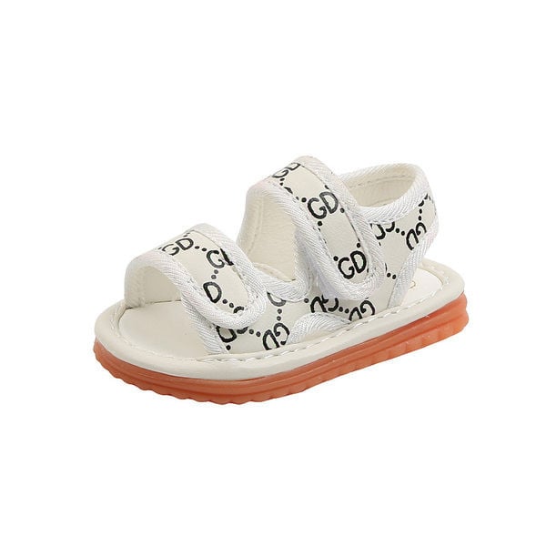 Бебешки сандали с лепенки в бял и черен цвят 