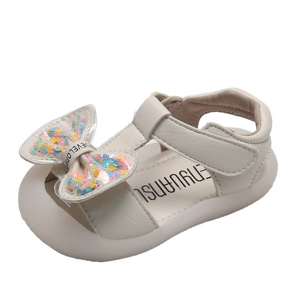 Бебешки сандали с велкро лепенки и панделка 