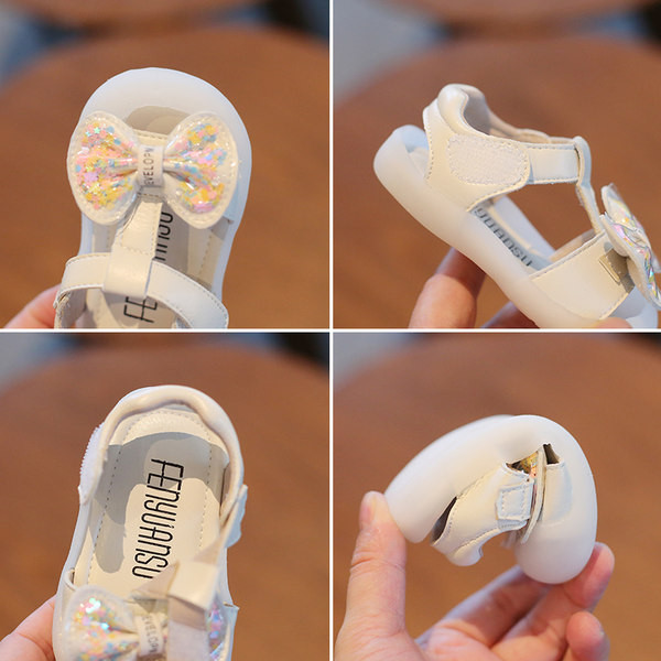 Бебешки сандали с велкро лепенки и панделка 