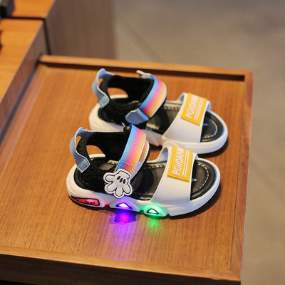 Бебешки ежедневни сандали с велкро закопчаване и надпис 