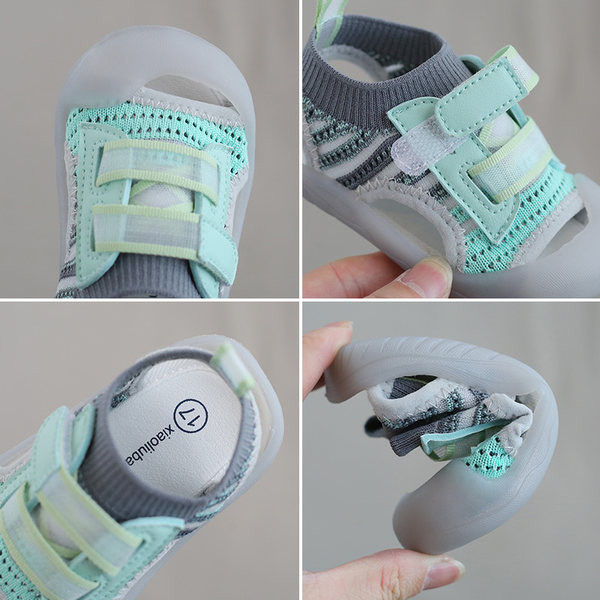 Praegused pehme talla ja takjakinnitusega beebiriidest sandaalid