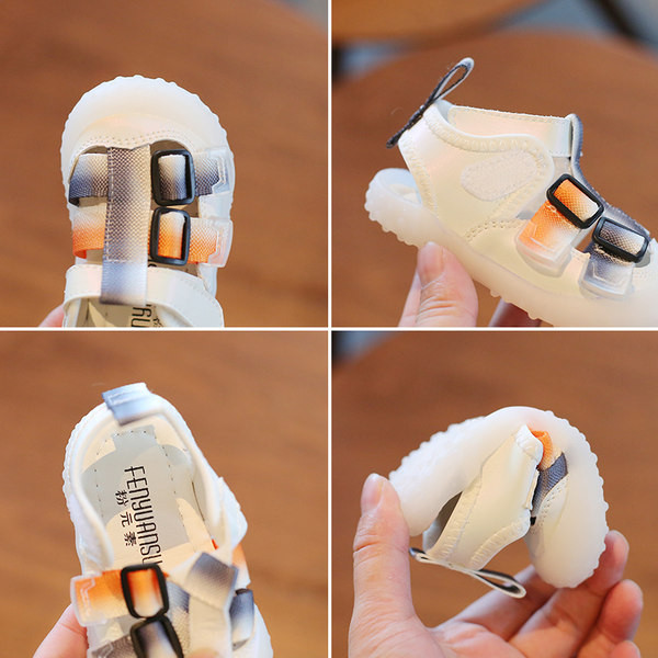 Бебешки затворени сандали с цветни каишки и велкро закопчаване 