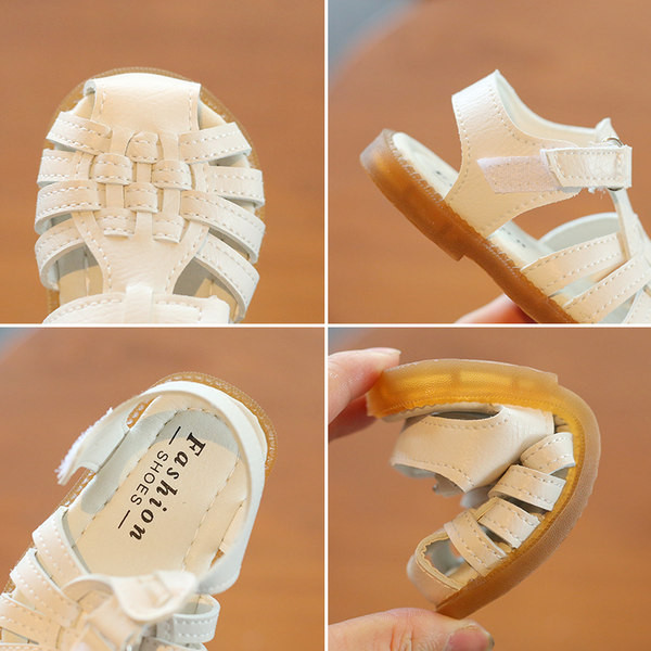 Eko-nahast metallelemendi ja takjakinnitusega beebisandaalid