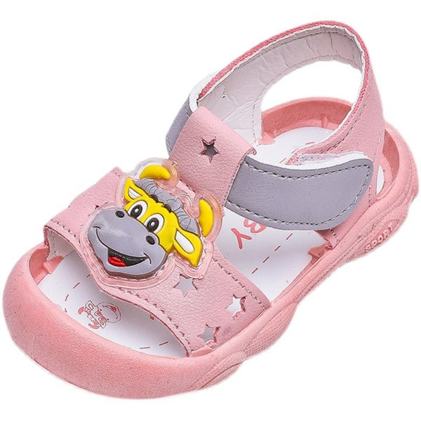 Бебешки сандали с апликация и велкро закопчаване от еко кожа 