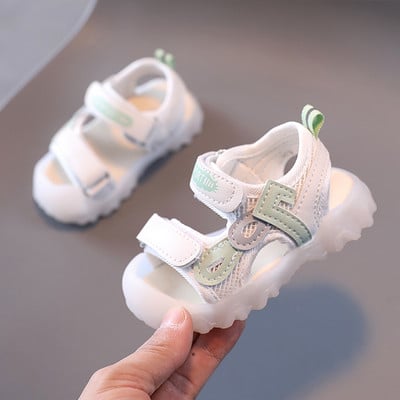 Бебешки сандали с лепенки и равна подметка два цвята