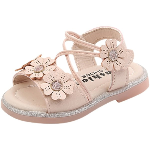 Бебешки сандали за момичета с 3D елемент и равна подметка 