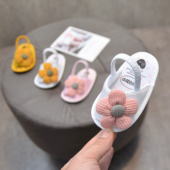 Бебешки сандали с 3D цвете и ластик