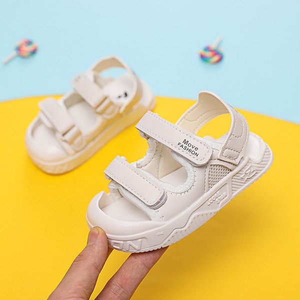 Eko-nahast beebisandaalid pealkirja ja takjakinnitusega