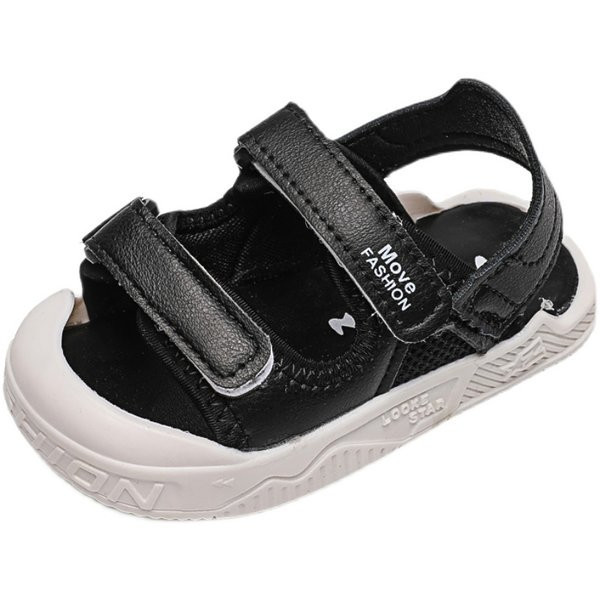 Eko-nahast beebisandaalid pealkirja ja takjakinnitusega