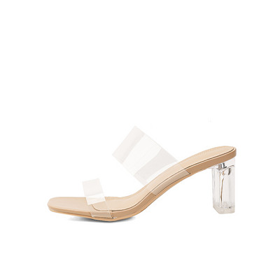 Naiste kandilised kõrge kontsaga ja läbipaistva osaga sussid