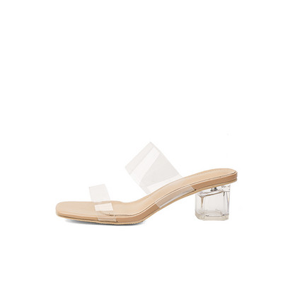 Naiste kandilised kõrge kontsaga ja läbipaistva osaga sussid