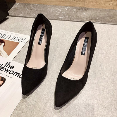 Öko-seemisnahast terava otsaga naiste kingade mudel, õhukese 6 cm kontsaga