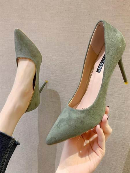 Öko-seemisnahast terava otsaga naiste kingade mudel, õhukese 6 cm kontsaga