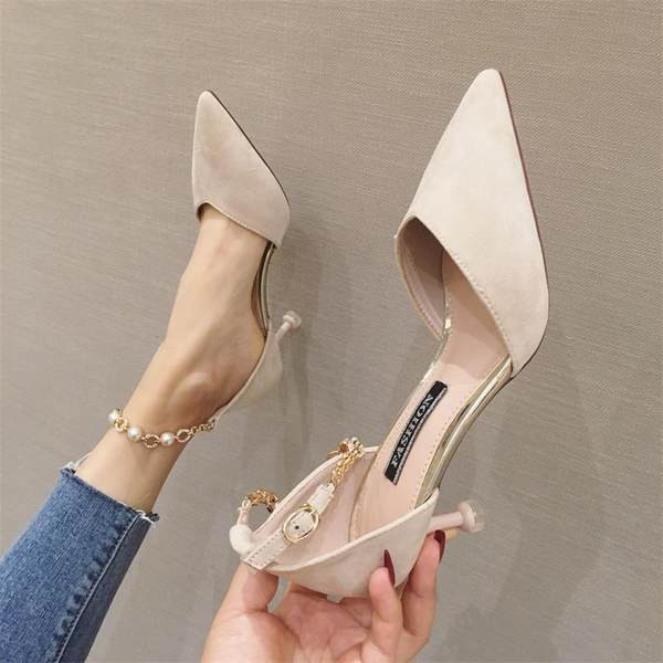 Öko-seemisnahast moodsad metallrihmaga naiste kingad