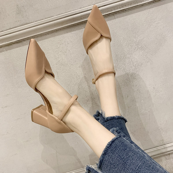 Kunstnahast valmistatud paksude kontsadega naiste kingad - kaks värvi