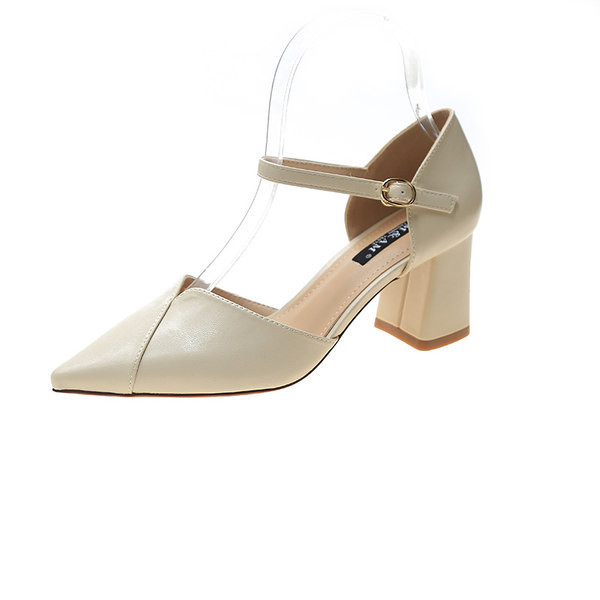 Kunstnahast valmistatud paksude kontsadega naiste kingad - kaks värvi